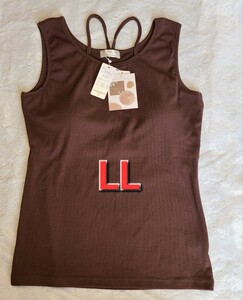  new goods lady's pad attaching tank top (TERA×yumi)LL Brown soft cup removed possibility bla top ....abe il ....