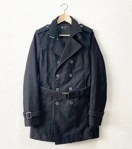 ★ MK MICHEL KLEIN HOMME ◆ トレンチコート 黒 サイズ46 (ベルト付き) コットン ジャケット ミッシェルクラン ◆W2 MうK4B-10