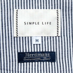 ■新品 SIMPLE LIFE 春夏アイリッシュリネン麻ジャケット 炭黒&白/ロンドンストライプ M 定価25,300④の画像5