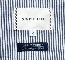 ■新品 SIMPLE LIFE 春夏アイリッシュリネン麻ジャケット 炭黒&白/ロンドンストライプ LL 定価25,300②_画像5