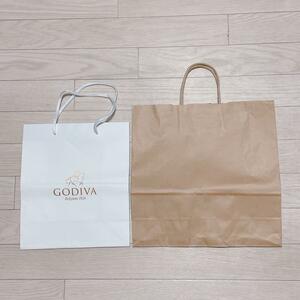 手提げ紙袋 2点セット GODIVA 茶無地