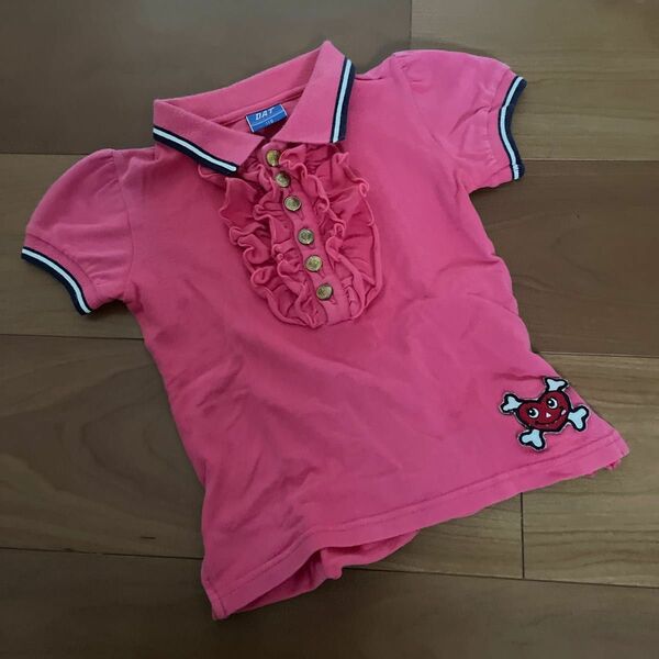 DAT 女の子 ガールズ 半袖シャツ フリルシャツ ピンク 110 子供服