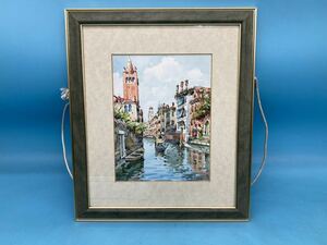 Art hand Auction 【A7199O87】真作 風景画 T.ORSINI ヴェネツィア 運河の風景 T.オルシーニ 肉筆 水彩画 絵画 インテリア, 絵画, 水彩, 自然, 風景画