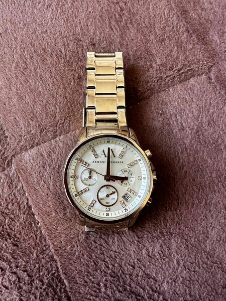 ★SALE★ ARMANI EXCHANGE アルマーニエクスチェンジ レディース腕時計 ステンレス 美品 イエローゴールド