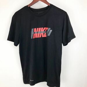 NIKE ナイキ 半袖 Tシャツ メンズ M 黒 ブラック カジュアル スポーツ トレーニング ウェア シンプル ロゴ プリント DRI-FIT ドライ 速乾