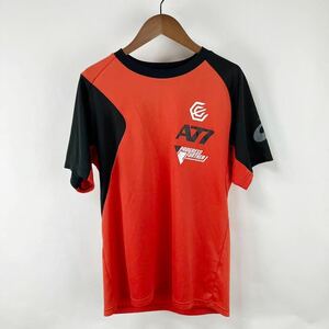 asics アシックス メンズ 半袖Tシャツ スポーツウェア Lサイズ 赤Tシャツ ポリエステル製 プラクティスシャツ 丸首 シンプル ロゴマーク