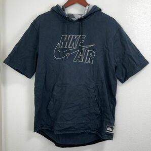 NIKE AIR ナイキエアー メンズ 半袖 トップス パーカー フード付き XLサイズ 大きいサイズ ポケット付き ブラック メッシュ 綿100% ロゴの画像1