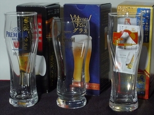 SUNTORY/ザ・プレミアムモルツオリジナル/ビールグラス「３種/３客セット」日本製■未使用