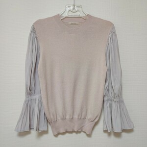 美品 Rose Tiaraローズティアラ プリーツスリーブ切り替えニット ニットセーター 38