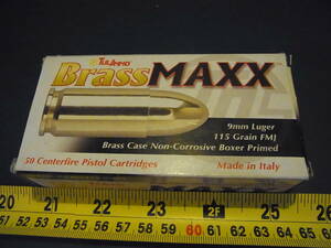 AMMO空箱 TULAMMO Brass MAXX 9mm Luger 115Gr FMJ 1箱（トレイ付）