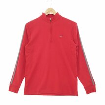 ●美品 NIKE GOLF ナイキゴルフ 長袖 ドライフィットハーフジップシャツ メンズ サイズM レッド トップス ゴルフウエア 353290 1AB/41068_画像1