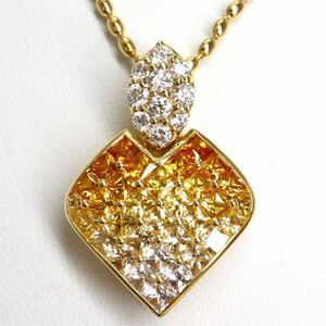 Jeunet(ジュネ) ☆〈天然イエローサファイア/天然ダイヤモンドネックレス〉j 2.65ct D0.30ct K18(750) 10.9g diamond sapphire EH9