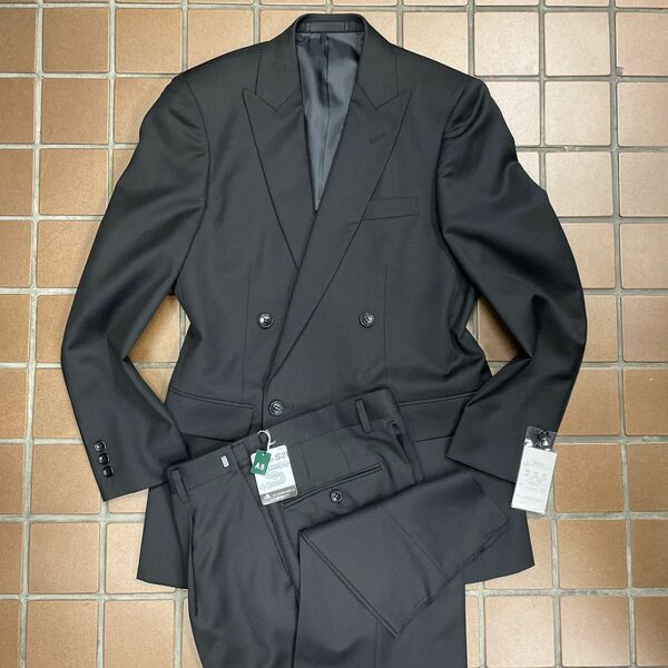 新品未使用　メンズ　礼服 喪服　ダブルスーツ L BB5 ブラック 黒