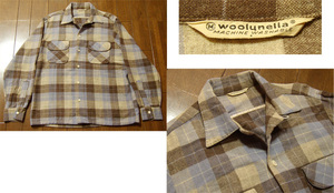 ヴィンテージ Woolynella ネルシャツ M/ 50s,ロカビリー,FIFTIES,40s,フランネル,レトロ,WOOL,ハンドステッチ,チェックシャツ,シェルボタン