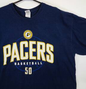 NBA PACERSペイサーズデカロゴバックプリントTシャツ XL T-54