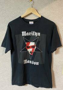 00s マリリンマンソン ビンテージ 半袖 デザイン Tシャツ 黒 ブラック 90s ヴィンテージ バンド ロック BLACK ニルバーナ メタリカ 