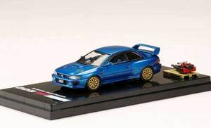 ＜新品＞ ホビージャパン　スバル インプレッサ 22B STi Version GC8改 With Engine Display Model　ソニックブルーマイカ　1/64サイズ