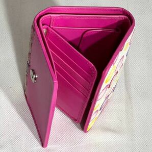 【送料無料】エキゾチックレザーのエイ革（スティングレイ）３つ折り財布 ピンク系の画像6