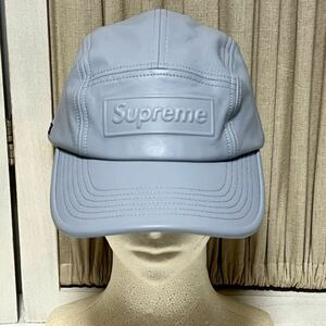 【極美品】Supreme シュプリーム 本革レザー キャップ GORE-TEX ゴアテックス アイスブルー Fサイズ、フリー 水色、6パネル