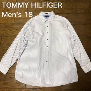 【送料無料】TOMMY HILFIGER長袖シャツ ストライプ　メンズ18サイズ　トミーヒルフィガー