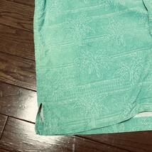 【送料無料】Bermuda Bay 100%シルク製アロハシャツ緑　メンズLサイズ　バミューダベイ半袖シャツ_画像7