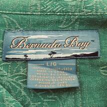 【送料無料】Bermuda Bay 100%シルク製アロハシャツ緑　メンズLサイズ　バミューダベイ半袖シャツ_画像6
