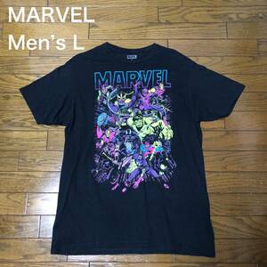 【送料無料】MARVEL半袖Tシャツ黒　メンズLサイズ　アメコミヒーロープリント