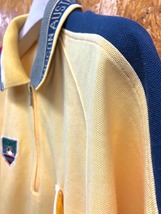 シンプソン SIMPSON ポロシャツ 鹿の子 ハーフジップ ラグラン カットソー 半袖 ポリ×綿 L クリームイエロー×レッド×ブルー メンズ_画像3