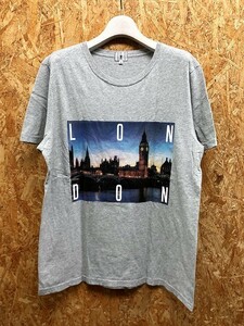 TK TAKEO KIKUCHI T-shirt graphic print [LONDON] round neck cut and sewn short sleeves 3 Heather gray men's 