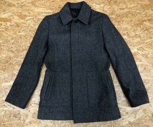  Ine i.n.e turn-down collar coat lining equipped 2 pocket scouring button fly front wool × nylon 2me Ran ji gray lady's 