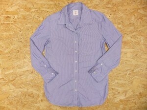 ギャップ ボーイフレンドシャツ GAP BOYFRIEND SHIRT シャツ 細かめストライプ柄 胸ポケット XXS ブルー×ホワイト 青×白 レディース