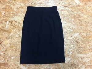  paul (pole) Stuart [ Italy made ] Paul Stuart skirt rib stripe lining attaching plain wool × poly- amido size 42 dark blue lady's 