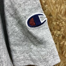 チャンピオン Champion Tシャツ ワンポイントロゴワッペン 丸首 ボックスカット カットソー 半袖 綿×ポリエステル L ヘザーグレー メンズ_画像3