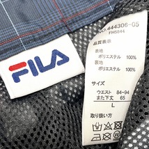 FILA フィラ L メンズ テーパードパンツ グレンチェック ウエストゴム メッシュ裏地 ロゴ刺繍 ポリ100% ネイビー×レッド×ブラック 紺_画像3