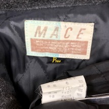 MACE 薄手の中綿入り ブルゾン ジャケット フライフロント 肩に矢印の別布 長袖 日本製 ウール×ナイロン Free メランジ グレー メンズ_画像3