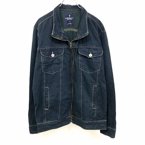 BOSSINI JEANS ジップアップ デニム ジャケット ブルゾン 裏地無し 無地 内ポケット×２ 長袖 ロングスリーブ L ブルー系 青系 メンズ