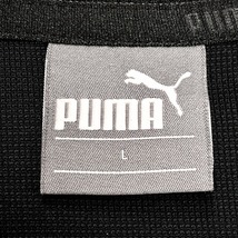 PUMA 若干薄手 カットソーブルゾン ジップジャケット 裏毛 斜めのドット風ストライプ 長袖 ポリ100% L ブラック×ホワイト 黒 レディース_画像3