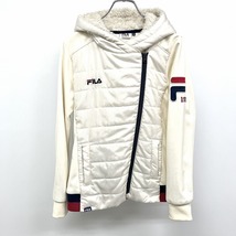 フィラゴルフ FILA GOLF ジップジャケット 一部中綿入り 裏起毛 裏地無し 長袖 ポリ100% M アイボリー×ベージュ 生成り色 レディース 女性_画像1