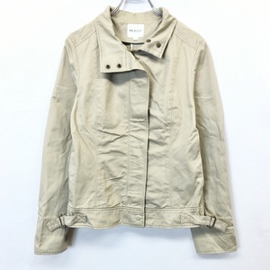  Michel Klein MICHEL KLEIN Zip up jacket blouson fly front lining less long sleeve cotton 100% 40 beige khaki lady's 