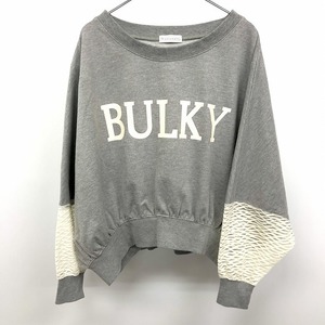 E hyphen world gallery sweat sweatshirt sleeve. one part . braided eyes pattern. chu-ru long sleeve F Heather gray × ivory . gray lady's 