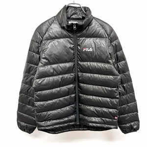  filler FILA somewhat thin down jacket Zip slim Fit long sleeve long tail poly- 100%( down 80%+ feather 20%) M black men's 