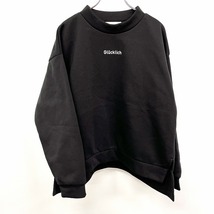 アズールバイマウジー 【新品】AZUL by moussy スウェット トレーナー 裏起毛 英字 長袖 ポリ100% L ブラック×ホワイト 黒 レディース_画像1