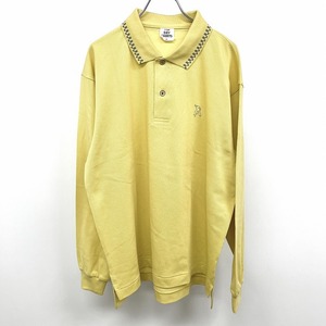  PRGR PRGR PROGEAR GOLF Golf polo-shirt deer. .goru fur. embroidery long sleeve made in Japan cotton × poly- LL XL yellow group × gray yellow color series men's 