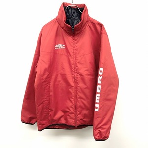 アンブロ UMBRO 中綿 ジップアップ ジャケット リバーシブル ロゴプリント 長袖 ポリ100% L ピンクレッド系×ネイビー 赤系×紺 メンズ