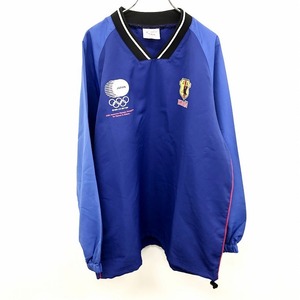 キリン (株)ジェイリーグエンタープライズ × KIRIN サッカー プルオーバージャケット 2004年 オリンピック 長袖 ポリ100% L 青系 メンズ