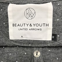 BEAUTY＆YOUTH UNITED ARROWS カーディガン リブカットソー ドット柄 シェルボタン 猫目ボタン 長袖 服 綿100% M 杢グレー レディース_画像3