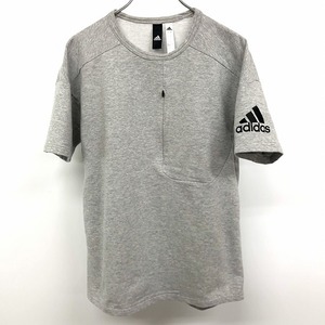 アディダス adidas Tシャツ カットソー ミニ裏毛 胸にジップポケット 半袖 綿×ポリエステル×ポリウレタン S ヘザーグレー レディース