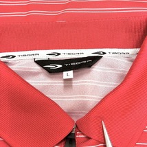 ティゴラ TIGORA ゴルフ ポロシャツ ハーフジップ ボーダー 胸にロゴ 半袖 ショートスリーブ ポリ100% L レッド×ホワイト 赤 メンズ 男性_画像3