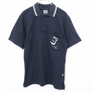 ワイス weiss ポロシャツ カットソー Tシャツ生地 ロゴ プリント コアラ オーストラリア製 半袖 綿100% コットン S ネイビー 紺 メンズ