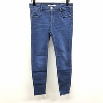 ザラ ZARA TRAFALUC スキニーデニム パンツ ジーンズ ジーパン テーパード ストレッチ USED加工 カットオフ -×4 ブルー 青 レディース_画像1